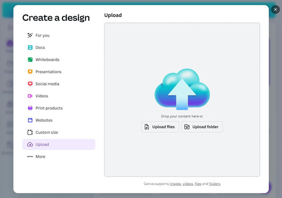 canva 建立設計上傳資料夾