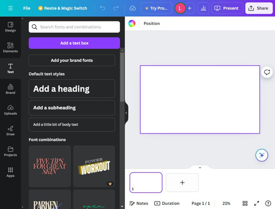 canva 簡報新增文字框
