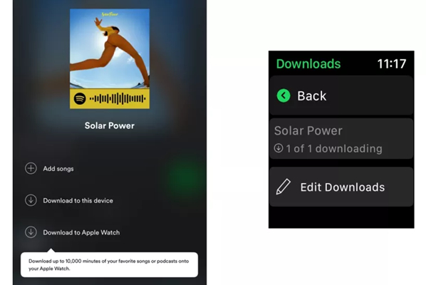 將 spotify 歌曲下載到 apple watch