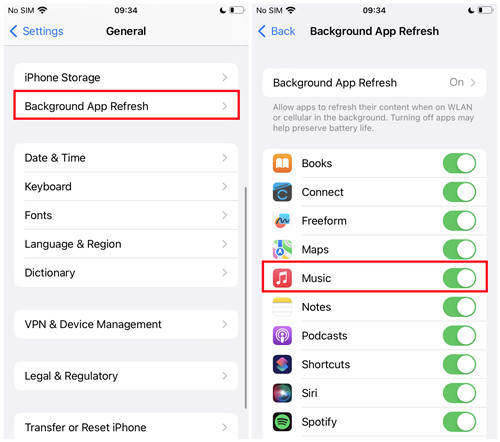 ios 設定後台應用程式刷新音樂關閉