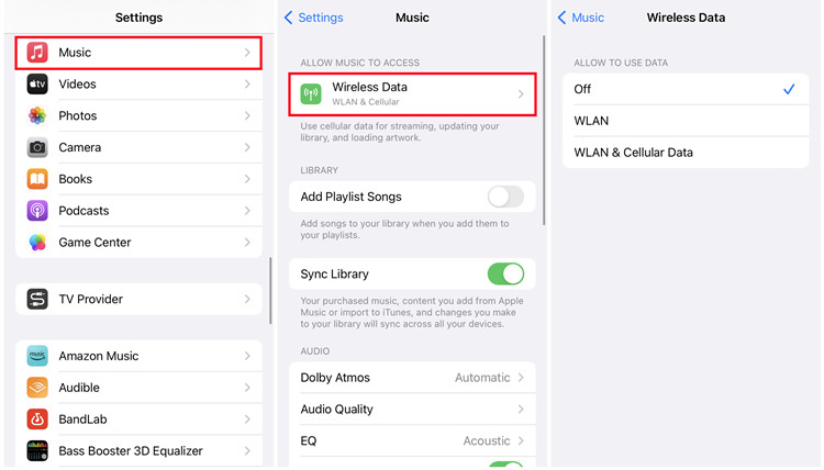 ios 設定音樂無線數據