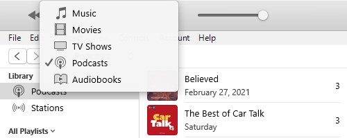itunes apple music 中心選單播客