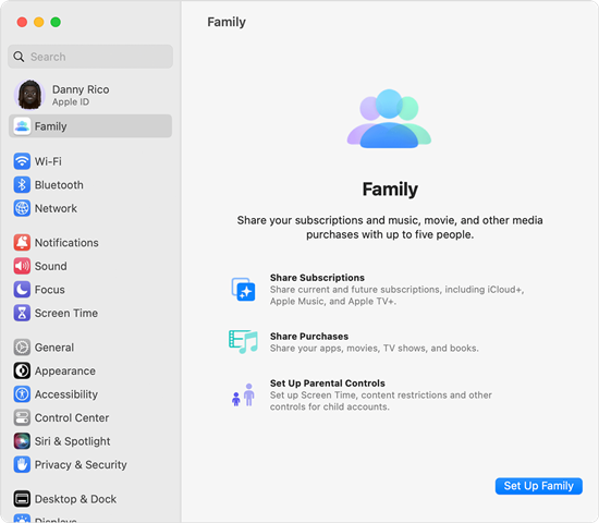 macos ventura 系統設定 家庭 設定家庭