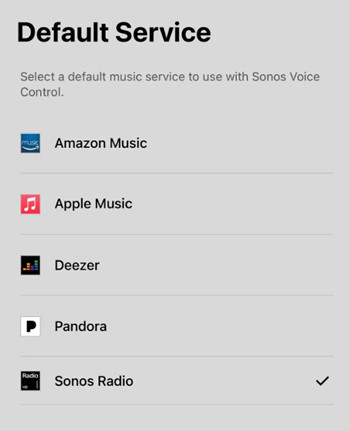 sonos 設定為預設服務