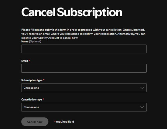 spotify 已退出 取消訂閱