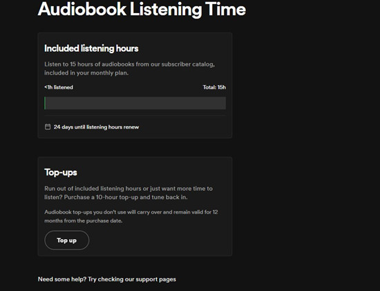 spotify 帳號有聲書收聽時間