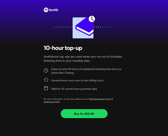 spotify 有聲書加值10小時