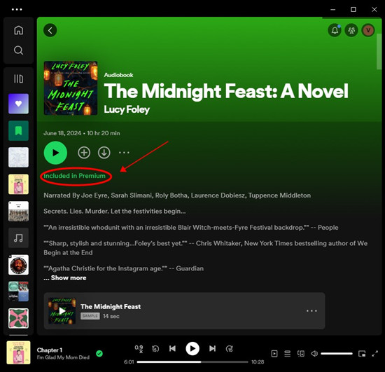 spotify 桌面版有聲書包含在 premium 中
