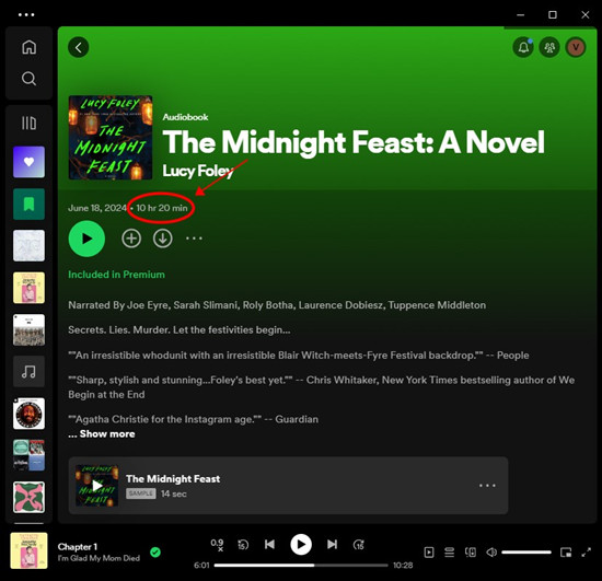 spotify 桌面有聲書時間