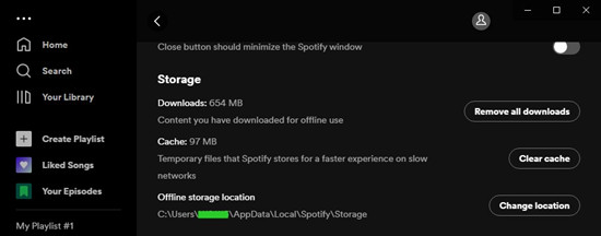 spotify 桌面離線存儲