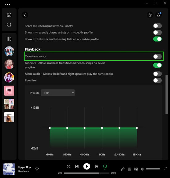 spotify 桌面播放淡入淡出已停用