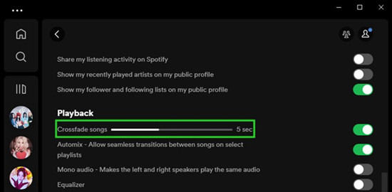spotify 桌面播放淡入淡出時長