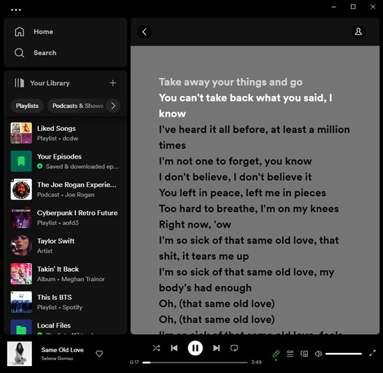 spotify 桌面即時歌詞
