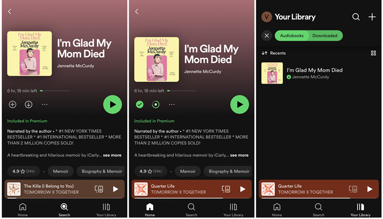 spotify 移動端下載有聲書