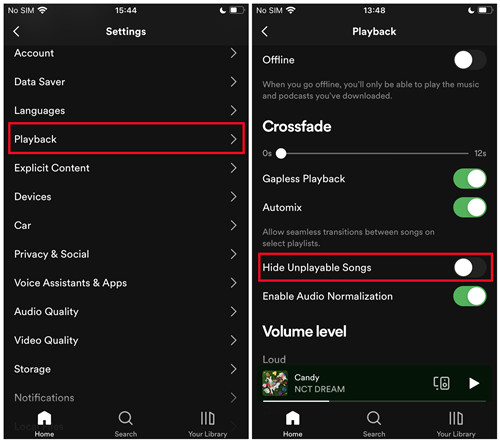 spotify 行動播放隱藏不可用的歌曲