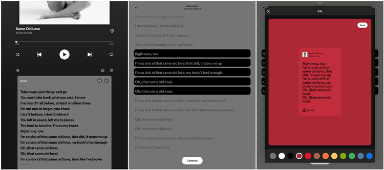 spotify 手機分享歌詞