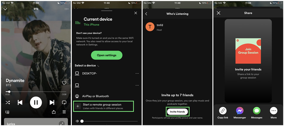 spotify 行動版開始群組聆聽