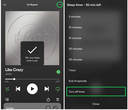 spotify 行動版關閉歌曲的睡眠定時器
