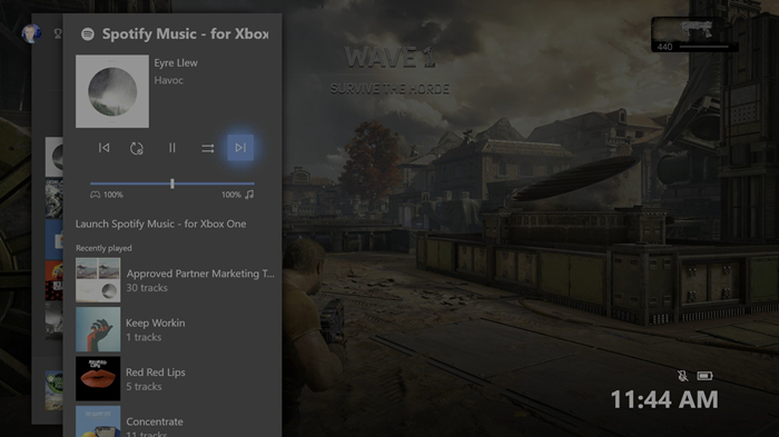 xbox one 上的 spotify