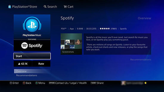 在 playstation 上播放 spotify