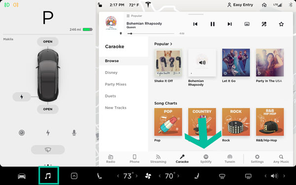 在特斯拉上使用 spotify