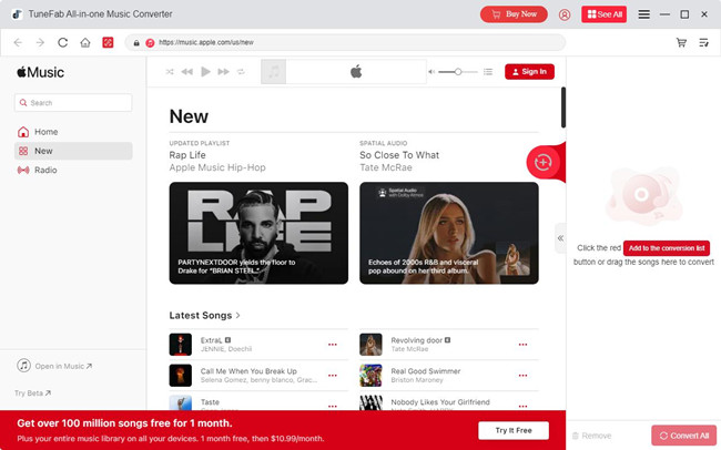 tunefab apple music converter 主介面