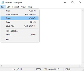 windows 記事本開啟文件