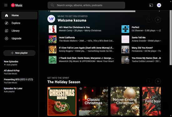 youtube music 主介面